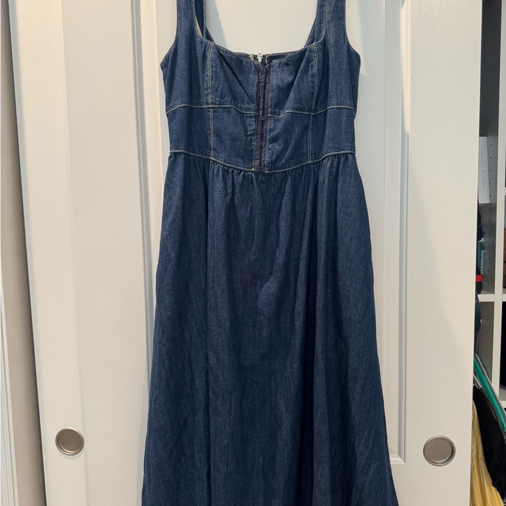 Reformation Blue Sleeveless Scoop Neck Sundress
